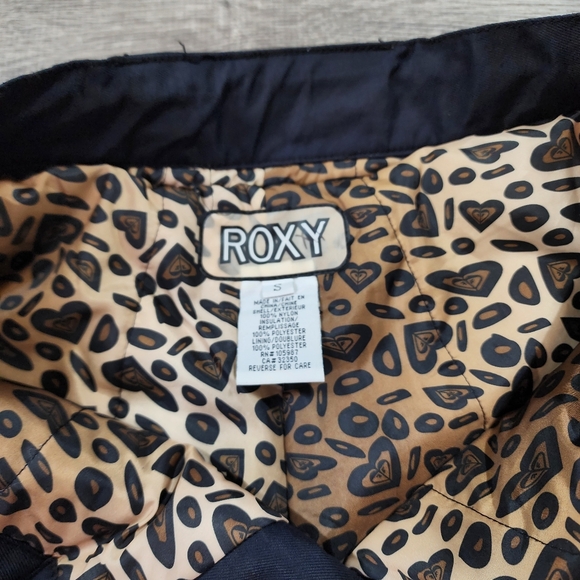 ROXY Black Animal Print & Studded Silver Logo Ski Snowboard Snow Pant Small - Picture 4 of 16